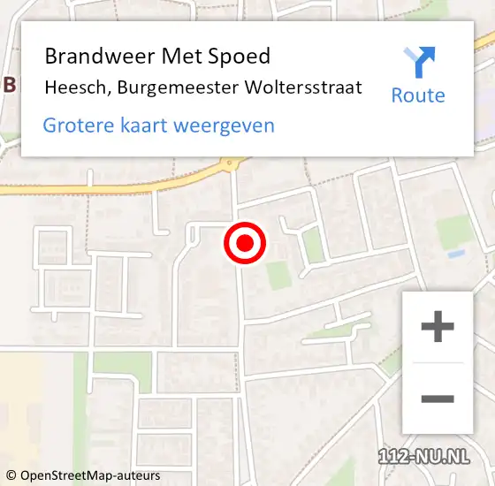 Locatie op kaart van de 112 melding: Brandweer Met Spoed Naar Heesch, Burgemeester Woltersstraat op 20 augustus 2021 09:15