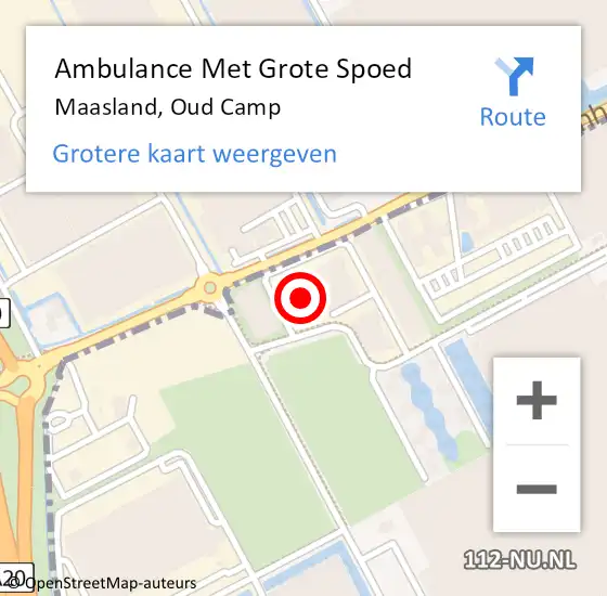 Locatie op kaart van de 112 melding: Ambulance Met Grote Spoed Naar Maasland, Oud Camp op 20 augustus 2021 09:16