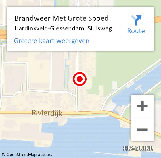 Locatie op kaart van de 112 melding: Brandweer Met Grote Spoed Naar Hardinxveld-Giessendam, Sluisweg op 20 augustus 2021 09:56