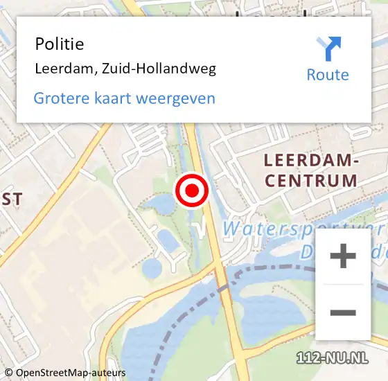 Locatie op kaart van de 112 melding: Politie Leerdam, Zuid-Hollandweg op 20 augustus 2021 10:24