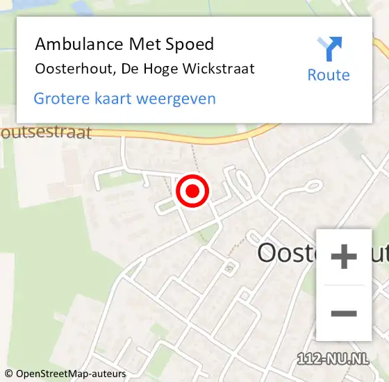 Locatie op kaart van de 112 melding: Ambulance Met Spoed Naar Oosterhout, De Hoge Wickstraat op 20 augustus 2021 10:34