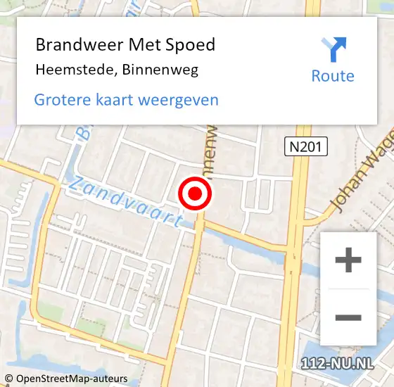 Locatie op kaart van de 112 melding: Brandweer Met Spoed Naar Heemstede, Binnenweg op 20 augustus 2021 10:35