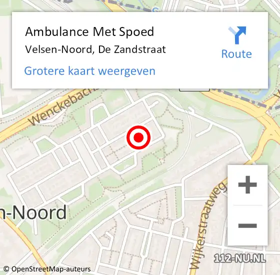 Locatie op kaart van de 112 melding: Ambulance Met Spoed Naar Velsen-Noord, De Zandstraat op 20 augustus 2021 10:37