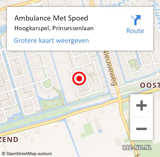 Locatie op kaart van de 112 melding: Ambulance Met Spoed Naar Hoogkarspel, Prinsessenlaan op 20 augustus 2021 10:52