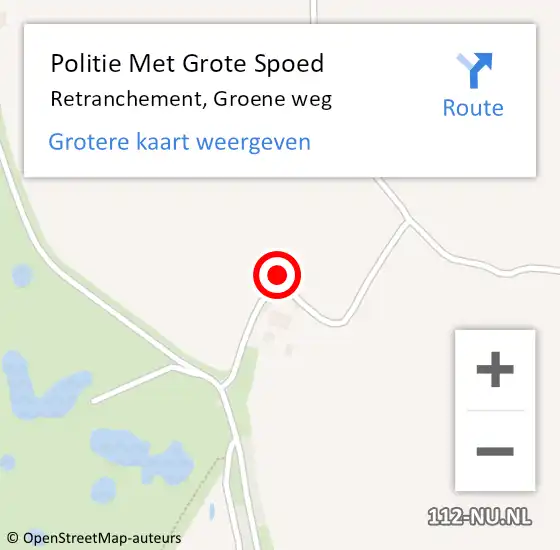 Locatie op kaart van de 112 melding: Politie Met Grote Spoed Naar Retranchement, Groene weg op 20 augustus 2021 10:52