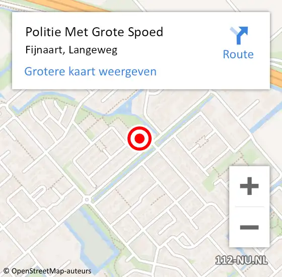 Locatie op kaart van de 112 melding: Politie Met Grote Spoed Naar Fijnaart, Langeweg op 20 augustus 2021 10:55