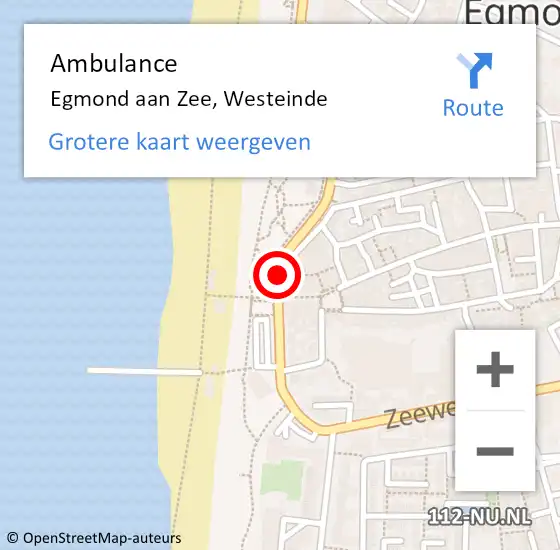 Locatie op kaart van de 112 melding: Ambulance Egmond aan Zee, Westeinde op 20 augustus 2021 10:57