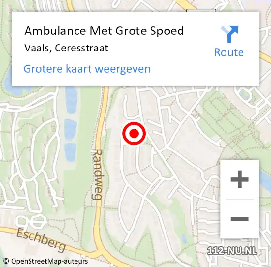 Locatie op kaart van de 112 melding: Ambulance Met Grote Spoed Naar Vaals, Ceresstraat op 20 juni 2014 10:13