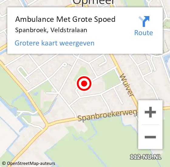 Locatie op kaart van de 112 melding: Ambulance Met Grote Spoed Naar Spanbroek, Veldstralaan op 20 augustus 2021 11:13