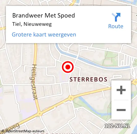 Locatie op kaart van de 112 melding: Brandweer Met Spoed Naar Tiel, Nieuweweg op 20 augustus 2021 11:31