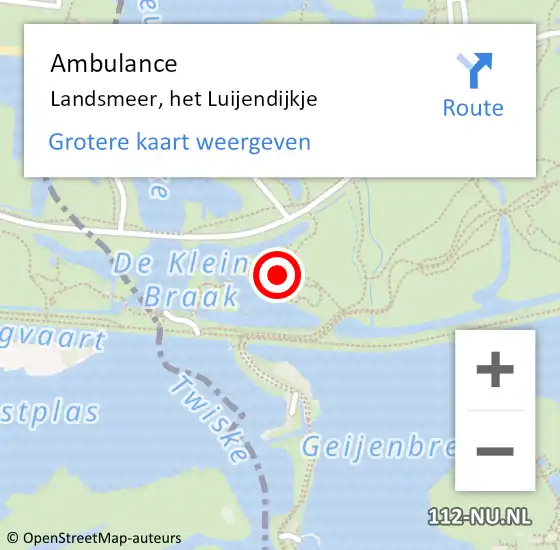 Locatie op kaart van de 112 melding: Ambulance Landsmeer, het Luijendijkje op 20 augustus 2021 11:36