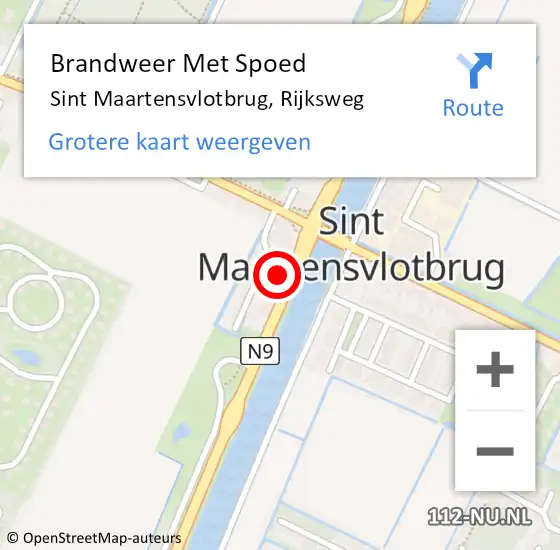 Locatie op kaart van de 112 melding: Brandweer Met Spoed Naar Sint Maartensvlotbrug, Rijksweg op 20 augustus 2021 11:37