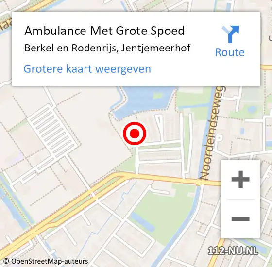 Locatie op kaart van de 112 melding: Ambulance Met Grote Spoed Naar Berkel en Rodenrijs, Jentjemeerhof op 20 augustus 2021 11:41