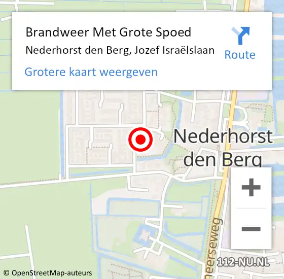 Locatie op kaart van de 112 melding: Brandweer Met Grote Spoed Naar Nederhorst den Berg, Jozef Israëlslaan op 20 augustus 2021 12:10