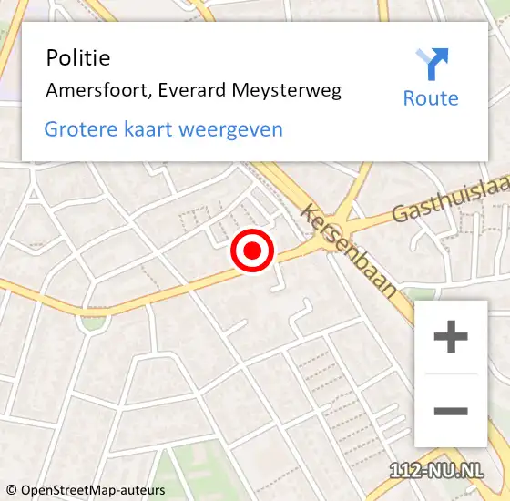 Locatie op kaart van de 112 melding: Politie Amersfoort, Everard Meysterweg op 20 augustus 2021 13:00