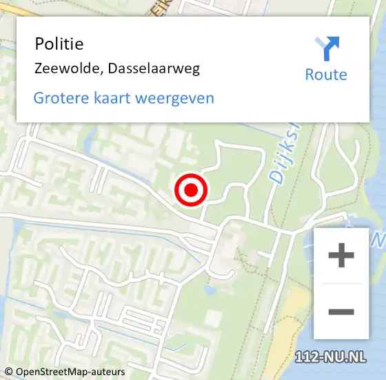 Locatie op kaart van de 112 melding: Politie Zeewolde, Dasselaarweg op 20 augustus 2021 13:00