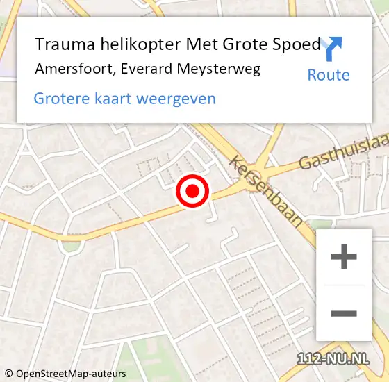 Locatie op kaart van de 112 melding: Trauma helikopter Met Grote Spoed Naar Amersfoort, Everard Meysterweg op 20 augustus 2021 13:02