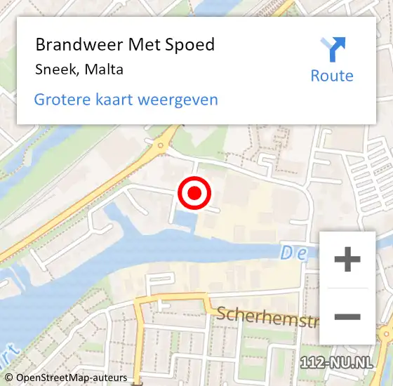 Locatie op kaart van de 112 melding: Brandweer Met Spoed Naar Sneek, Malta op 20 juni 2014 10:22