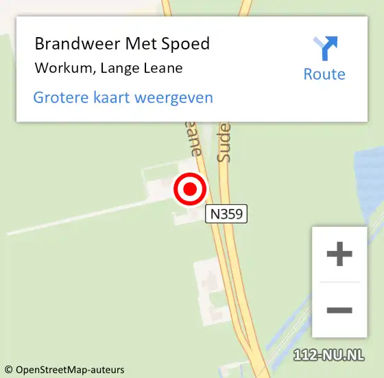 Locatie op kaart van de 112 melding: Brandweer Met Spoed Naar Workum, Lange Leane op 20 juni 2014 10:24