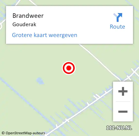 Locatie op kaart van de 112 melding: Brandweer Gouderak op 20 augustus 2021 13:42