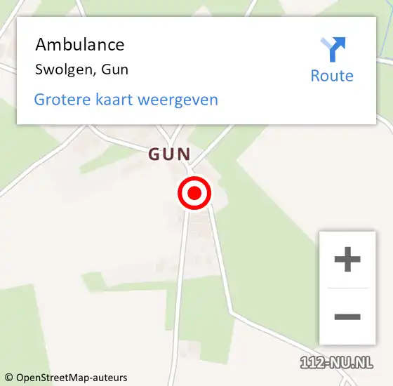 Locatie op kaart van de 112 melding: Ambulance Swolgen, Gun op 20 juni 2014 10:26