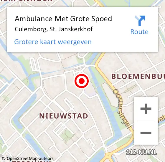 Locatie op kaart van de 112 melding: Ambulance Met Grote Spoed Naar Culemborg, St. Janskerkhof op 20 augustus 2021 14:10