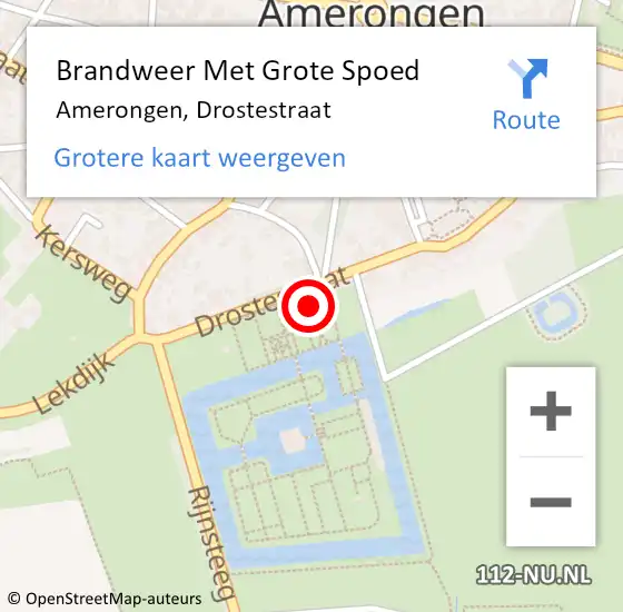 Locatie op kaart van de 112 melding: Brandweer Met Grote Spoed Naar Amerongen, Drostestraat op 20 augustus 2021 14:12