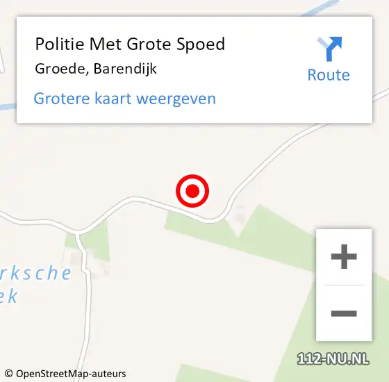Locatie op kaart van de 112 melding: Politie Met Grote Spoed Naar Groede, Barendijk op 20 augustus 2021 14:51