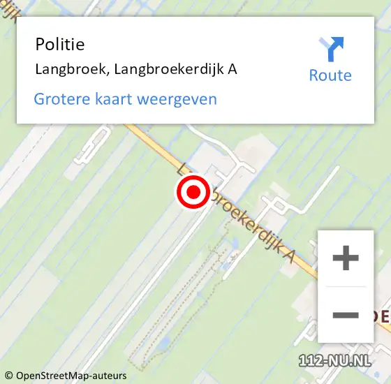 Locatie op kaart van de 112 melding: Politie Langbroek, Langbroekerdijk A op 20 augustus 2021 15:11