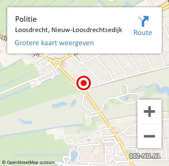 Locatie op kaart van de 112 melding: Politie Loosdrecht, Nieuw-Loosdrechtsedijk op 20 augustus 2021 15:13