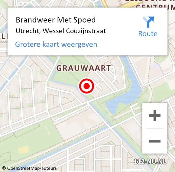 Locatie op kaart van de 112 melding: Brandweer Met Spoed Naar Utrecht, Wessel Couzijnstraat op 20 augustus 2021 15:31