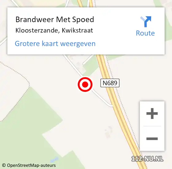 Locatie op kaart van de 112 melding: Brandweer Met Spoed Naar Kloosterzande, Kwikstraat op 20 augustus 2021 15:31