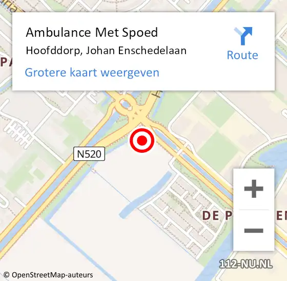 Locatie op kaart van de 112 melding: Ambulance Met Spoed Naar Hoofddorp, Johan Enschedelaan op 20 augustus 2021 15:31