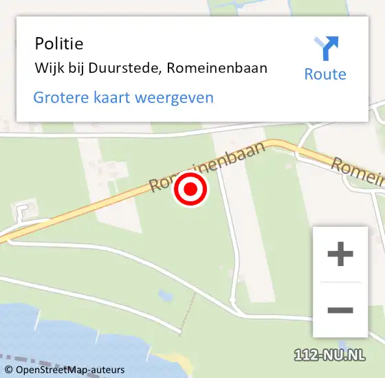 Locatie op kaart van de 112 melding: Politie Wijk bij Duurstede, Romeinenbaan op 20 augustus 2021 15:34