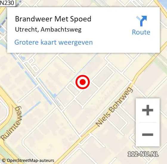 Locatie op kaart van de 112 melding: Brandweer Met Spoed Naar Utrecht, Ambachtsweg op 20 augustus 2021 15:39