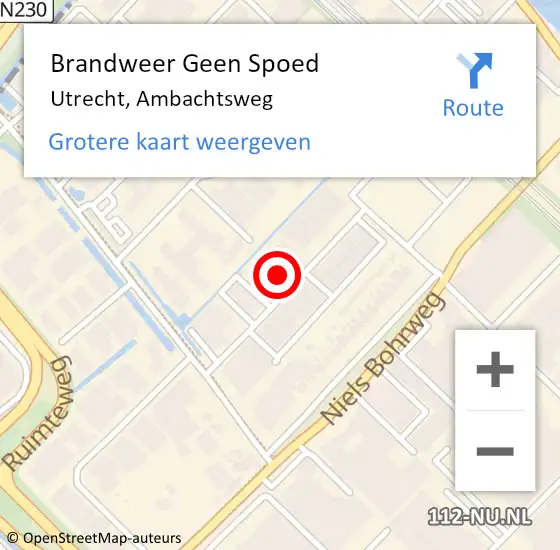 Locatie op kaart van de 112 melding: Brandweer Geen Spoed Naar Utrecht, Ambachtsweg op 20 augustus 2021 15:45