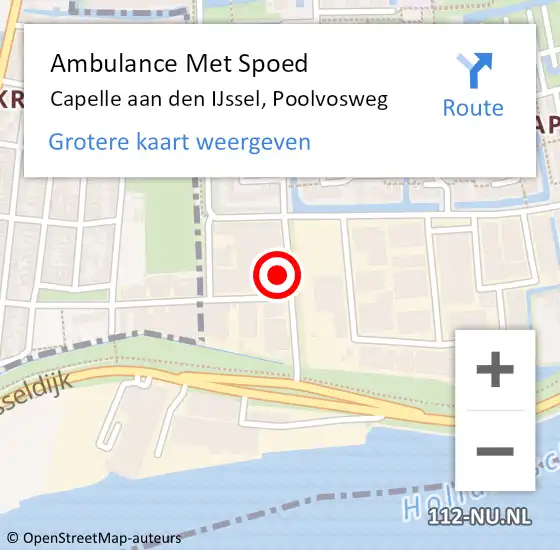 Locatie op kaart van de 112 melding: Ambulance Met Spoed Naar Capelle aan den IJssel, Poolvosweg op 20 augustus 2021 15:52