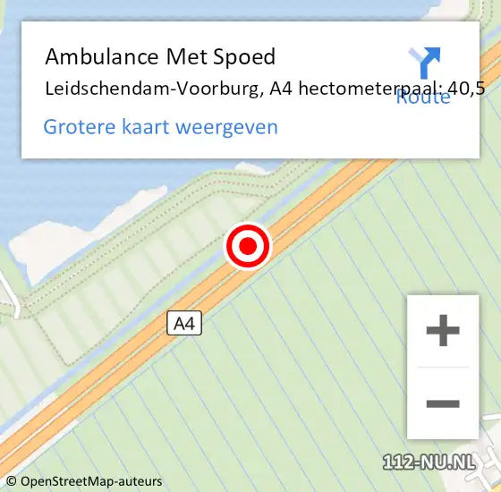 Locatie op kaart van de 112 melding: Ambulance Met Spoed Naar Leidschendam-Voorburg, A4 hectometerpaal: 40,5 op 20 augustus 2021 15:54