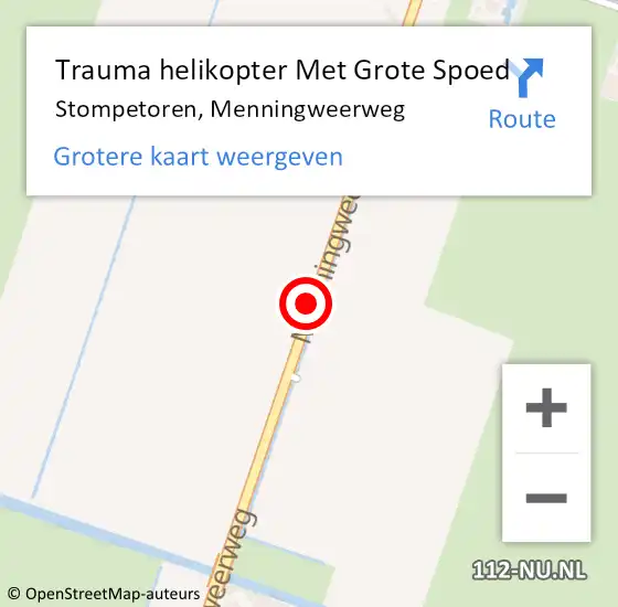 Locatie op kaart van de 112 melding: Trauma helikopter Met Grote Spoed Naar Stompetoren, Menningweerweg op 20 augustus 2021 15:58
