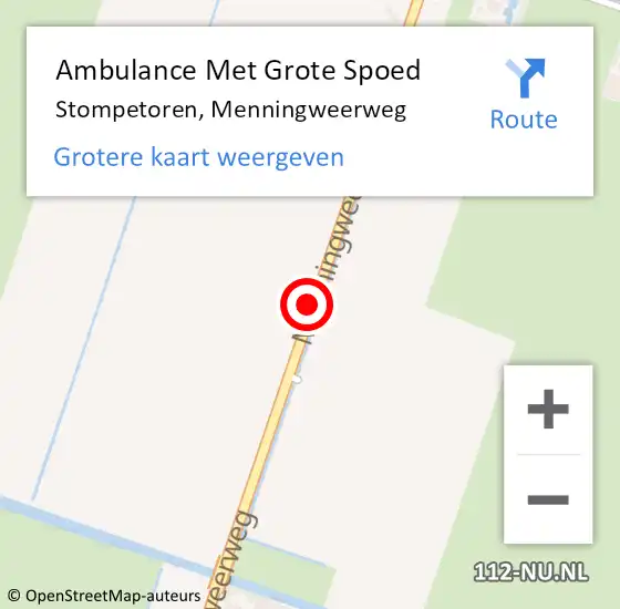 Locatie op kaart van de 112 melding: Ambulance Met Grote Spoed Naar Stompetoren, Menningweerweg op 20 augustus 2021 15:59