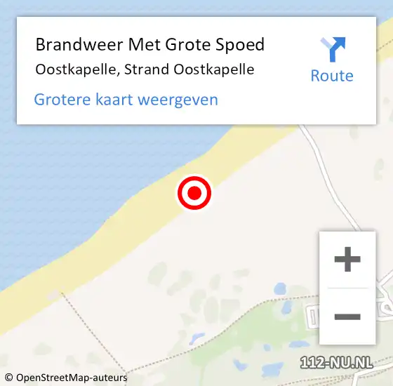 Locatie op kaart van de 112 melding: Brandweer Met Grote Spoed Naar Oostkapelle, Strand Oostkapelle op 20 augustus 2021 16:06