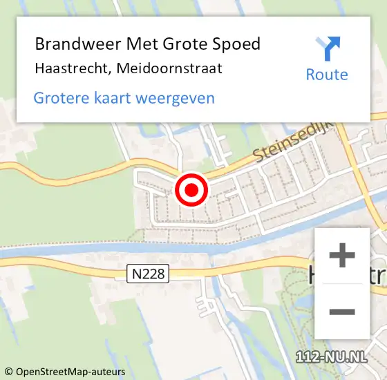 Locatie op kaart van de 112 melding: Brandweer Met Grote Spoed Naar Haastrecht, Meidoornstraat op 20 augustus 2021 16:11