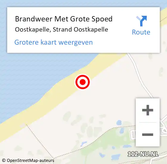 Locatie op kaart van de 112 melding: Brandweer Met Grote Spoed Naar Oostkapelle, Strand Oostkapelle op 20 augustus 2021 16:11