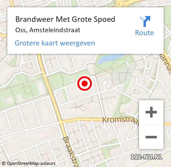 Locatie op kaart van de 112 melding: Brandweer Met Grote Spoed Naar Oss, Amsteleindstraat op 20 augustus 2021 16:11