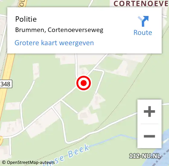 Locatie op kaart van de 112 melding: Politie Brummen, Cortenoeverseweg op 20 augustus 2021 16:13