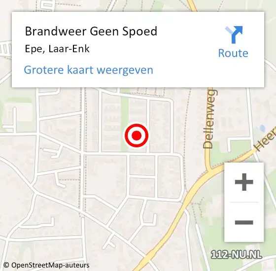 Locatie op kaart van de 112 melding: Brandweer Geen Spoed Naar Epe, Laar-Enk op 20 augustus 2021 16:14