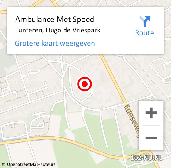 Locatie op kaart van de 112 melding: Ambulance Met Spoed Naar Lunteren, Hugo de Vriespark op 20 augustus 2021 16:51