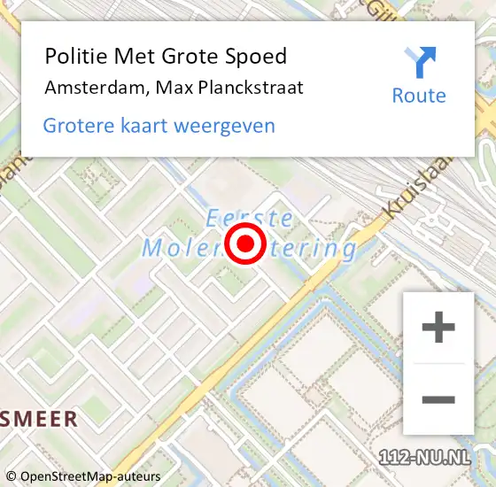 Locatie op kaart van de 112 melding: Politie Met Grote Spoed Naar Amsterdam, Max Planckstraat op 20 augustus 2021 16:53