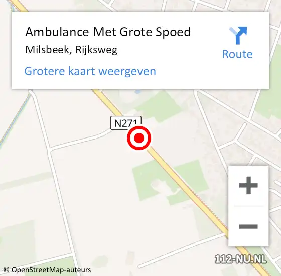 Locatie op kaart van de 112 melding: Ambulance Met Grote Spoed Naar Milsbeek, Rijksweg op 20 augustus 2021 17:07