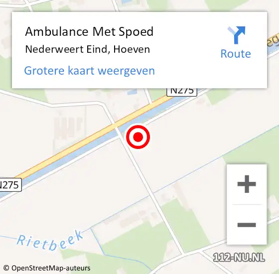 Locatie op kaart van de 112 melding: Ambulance Met Spoed Naar Nederweert Eind, Hoeven op 20 augustus 2021 17:41